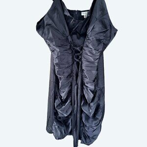 Find Me Plus Black Ruched Corset Satin Dress 2XL Fits XL Y2K Indie Sleaze Goth